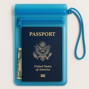 Waterproof Passport Cover with Zippered Pocket for Beach and Cruise Trips