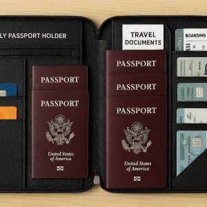 Family Passport Holder with Multiple Compartments for Group Travel