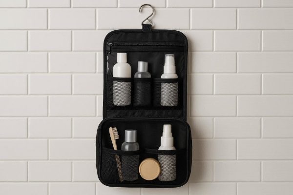 Hanging Travel Toiletry Bag with Hook for Easy Access in Bathrooms