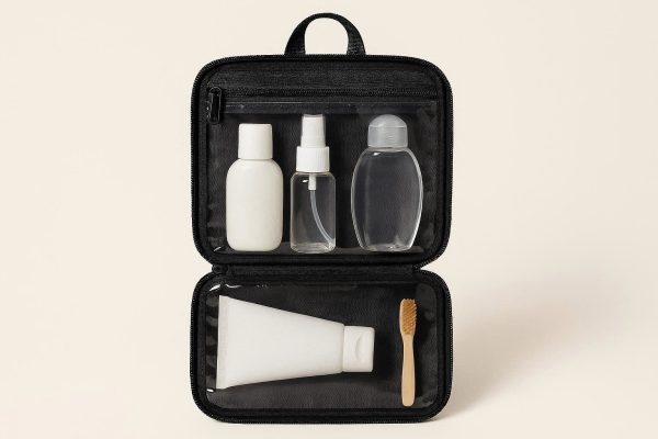 Compact Travel Toiletry Bag with Clear Vinyl Pockets for TSA Compliance
