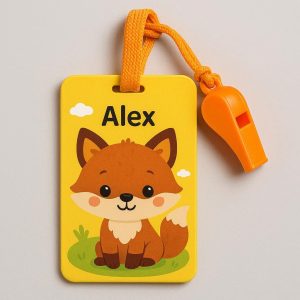 4 Personalized Kids Luggage Tag with Cute Animal Design and Whistle